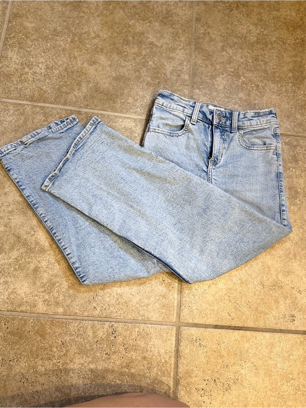 Abercrombie Kids Girls 9/10 High Rise Wide Leg Jeans Light Wash